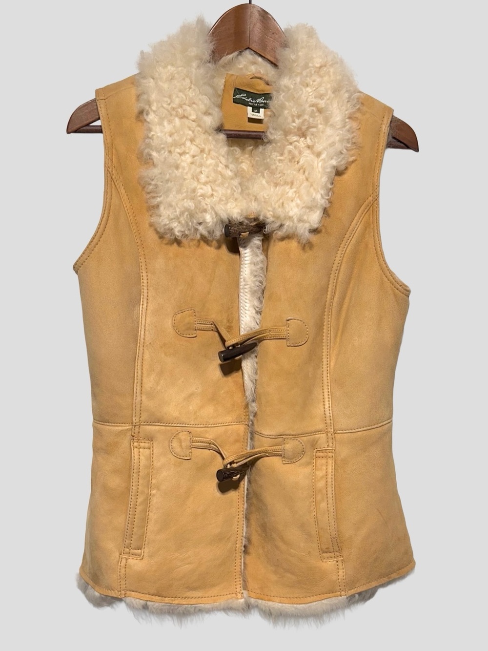 Eddie Bauer Lamb Shearling Vest Toggle Front Apres Ski Alpine Cabin M
